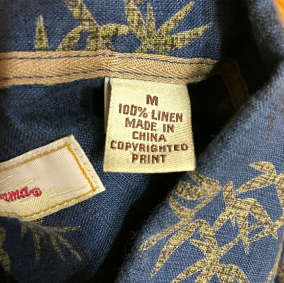 TOMMY BAHAMA Bamboo Print Linen Camp Shirt Size Medium.EUC! - Picture 4 of 7